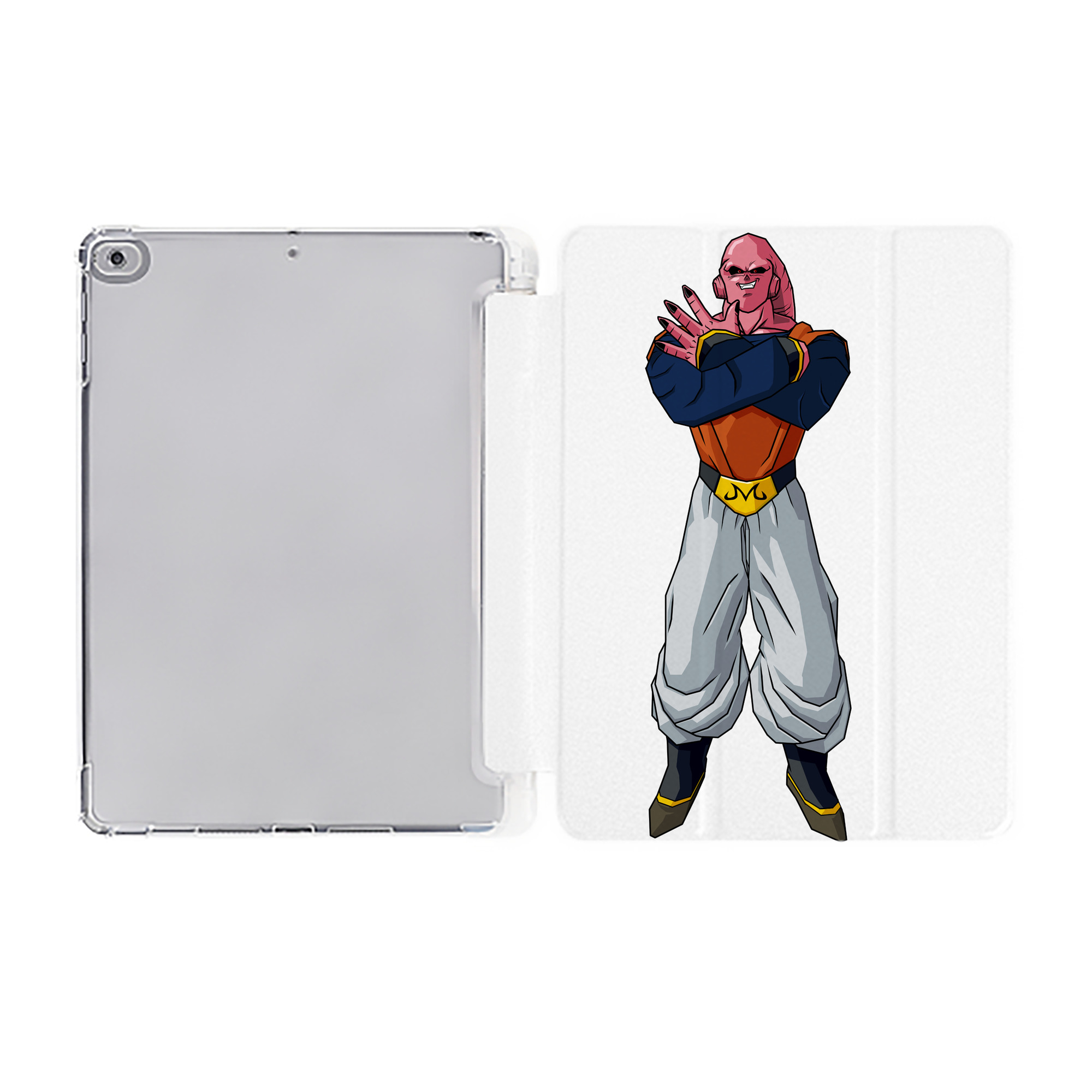 （画像用） ドラゴンボール 魔人ブウ DRAGON BALL Majin Buu IPad ケース ペン収納付き 三つ折りスタンド PUレザー×シリコン 対応機種9.5/10.5/10.9インチ